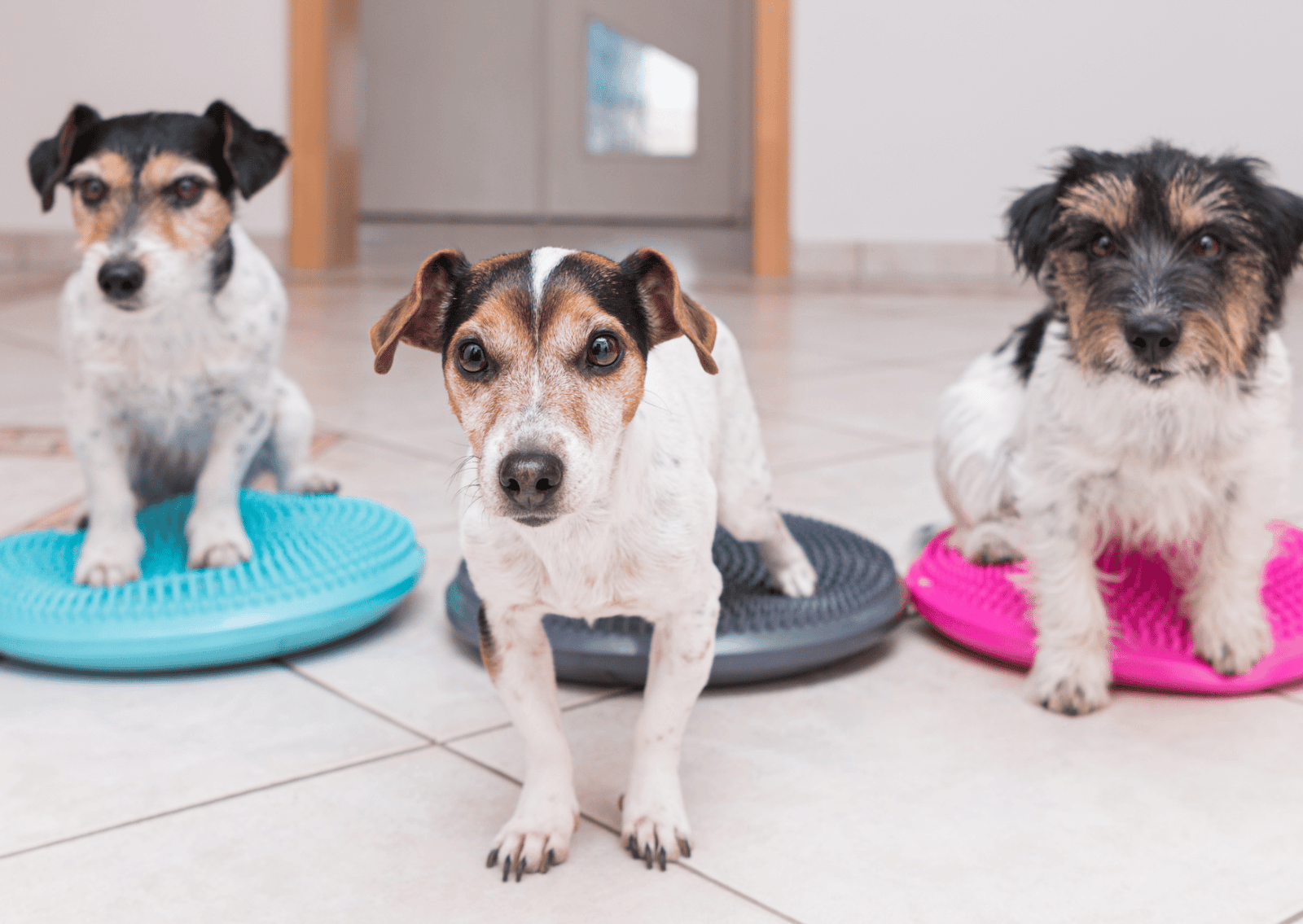 バランスディスと犬の画像